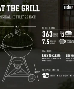 Weber Grills Original Kettle 22-in W Black Kettle Charcoal Grill -Mmaster Outlet Shop 10021348