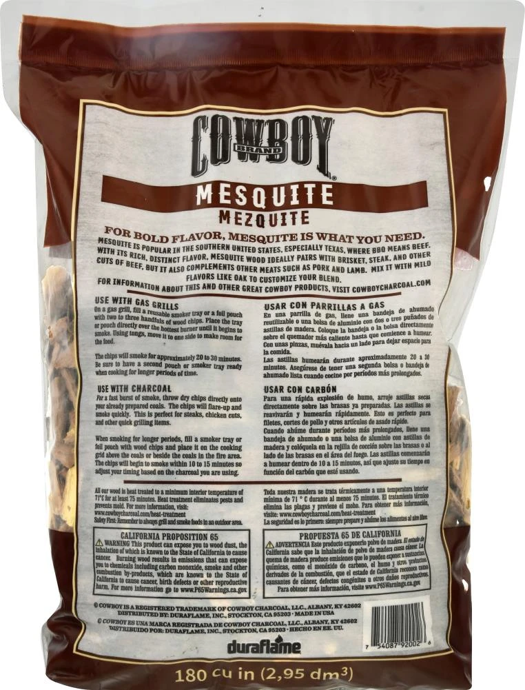 Cowboy Charcoal Grilling Fuels Mesquite 180 Cubic Inch(Es) Wood Chips 9 Cowboy Charcoal Grilling Fuels Mesquite 180 Cubic Inch(Es) Wood Chips - Image 9