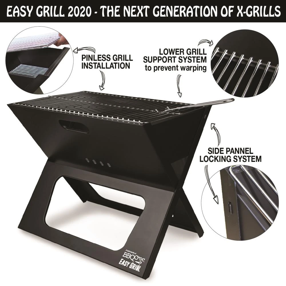 BBQ Croc Grills Portable Easy Grill 220-Sq-in Foldable Charcoal Barbecue Black 5 BBQ Croc Grills Portable Easy Grill 220-Sq-in Foldable Charcoal Barbecue Black - Image 5