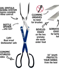 BBQ Croc Grilling Tools & Accessories 3 in 1 Barbecue Tool, 18 in. Blue Aluminum Scissor-style Tongs 12 BBQ Croc Grilling Tools & Accessories 3 in 1 Barbecue Tool, 18 in. Blue Aluminum Scissor-style Tongs -Mmaster Outlet Shop 42550225