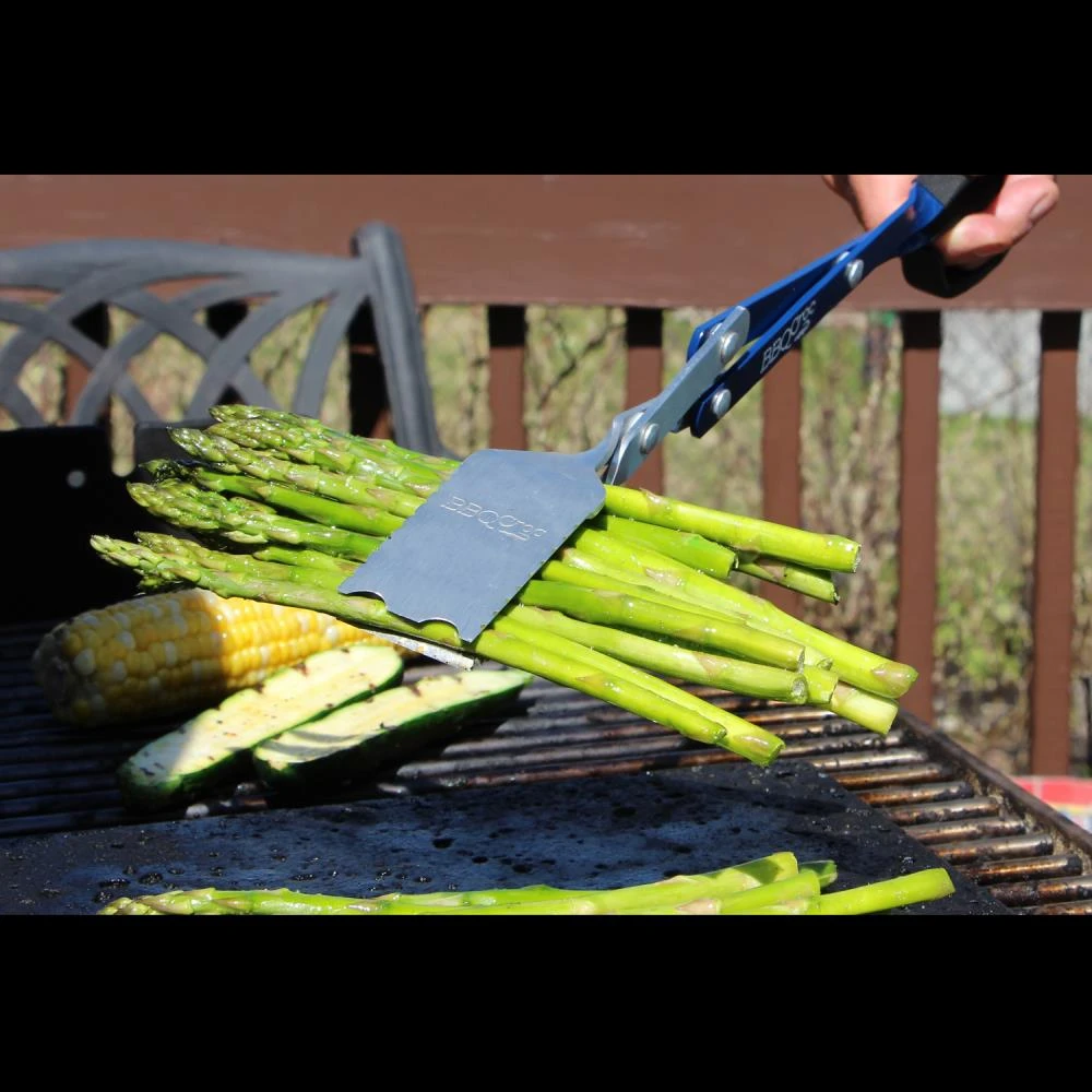 BBQ Croc Grilling Tools & Accessories 3 in 1 Barbecue Tool, 18 in. Blue Aluminum Scissor-style Tongs 8 BBQ Croc Grilling Tools & Accessories 3 in 1 Barbecue Tool, 18 in. Blue Aluminum Scissor-style Tongs - Image 8