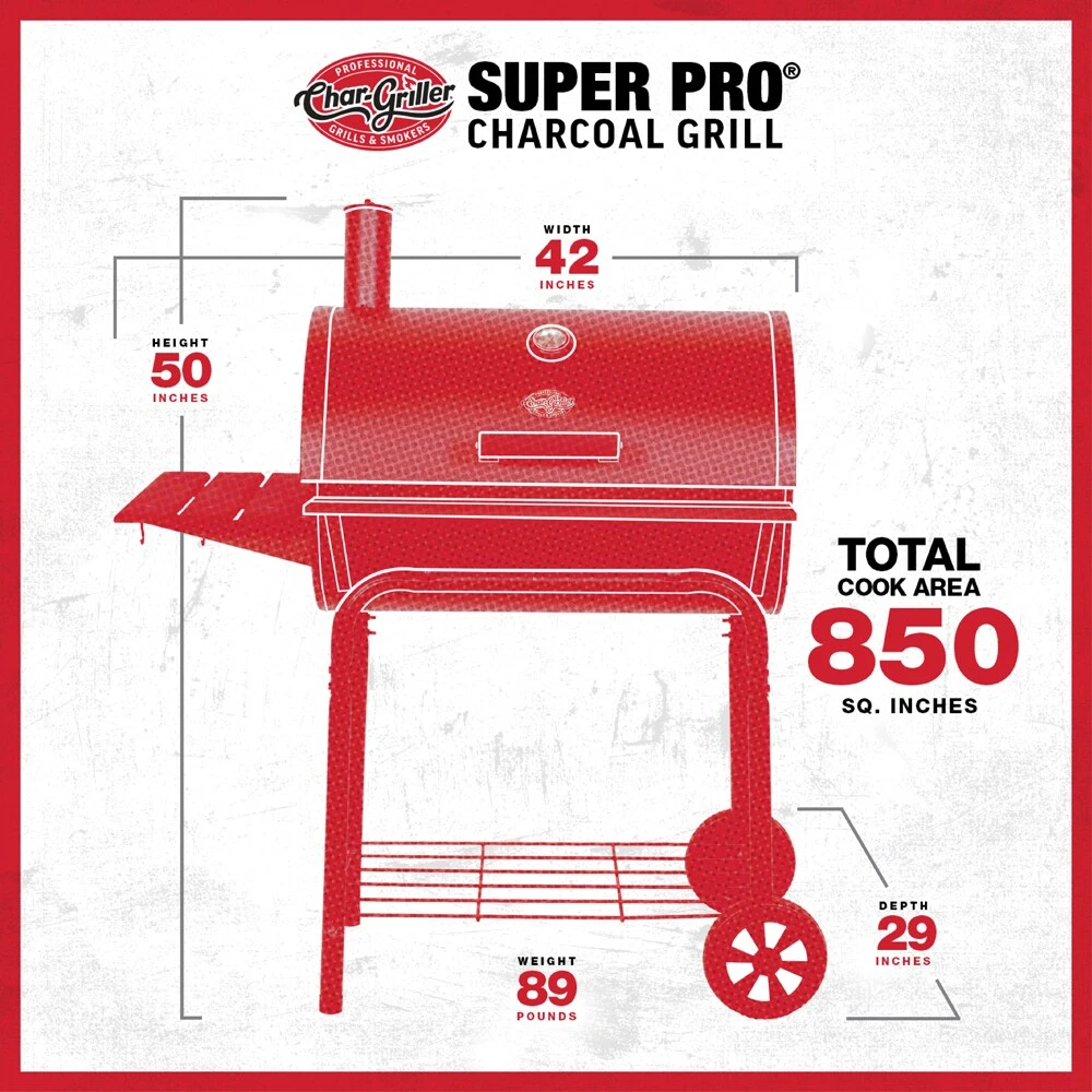 Char-Griller Grills Super Pro 30-in W Black Barrel Charcoal Grill 15 Char-Griller Grills Super Pro 30-in W Black Barrel Charcoal Grill - Image 15