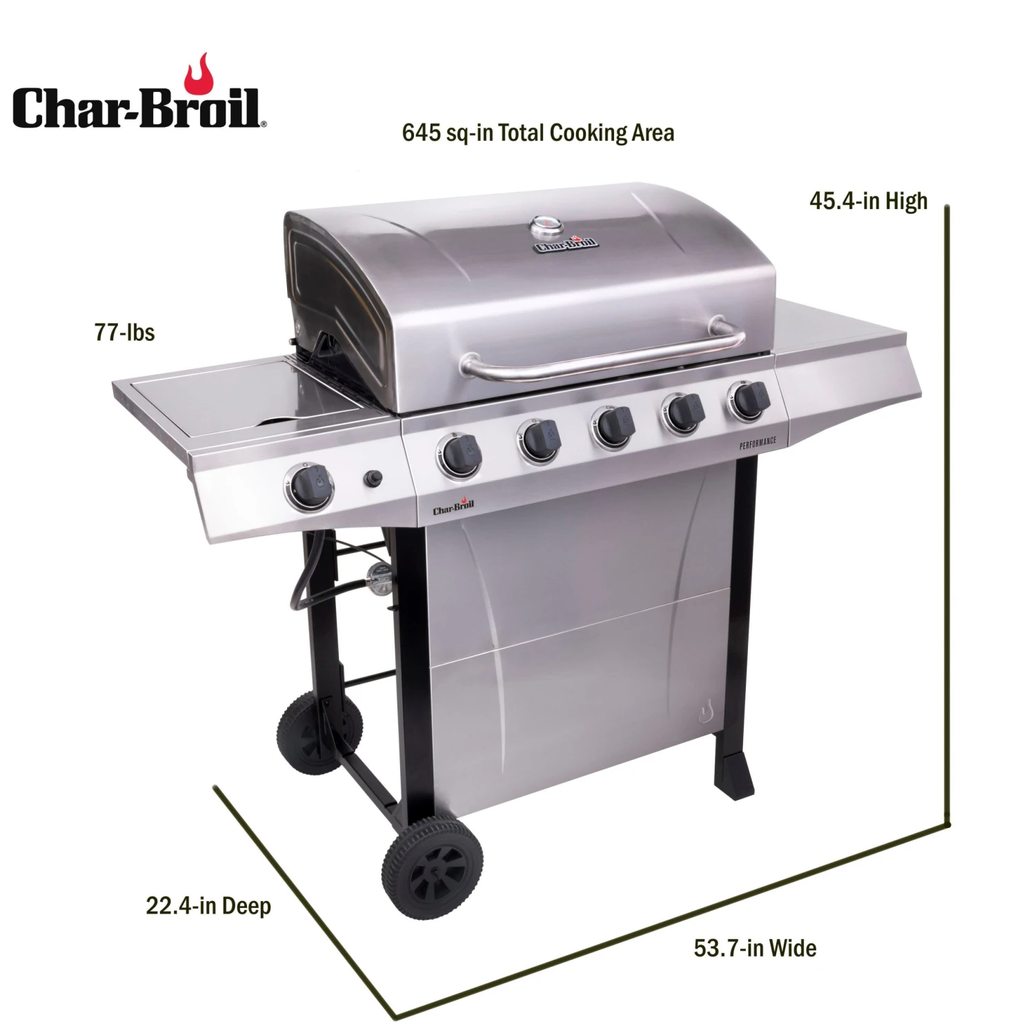 Char-Broil Grills Performance Silver 5-Burner Liquid Propane Gas Grill with 1 Side Burner 18 Char-Broil Grills Performance Silver 5-Burner Liquid Propane Gas Grill with 1 Side Burner - Image 18