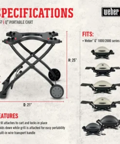 Weber Grilling Tools & Accessories Black Thermoset Plastic Folding Grill Cart -Mmaster Outlet Shop 44019137