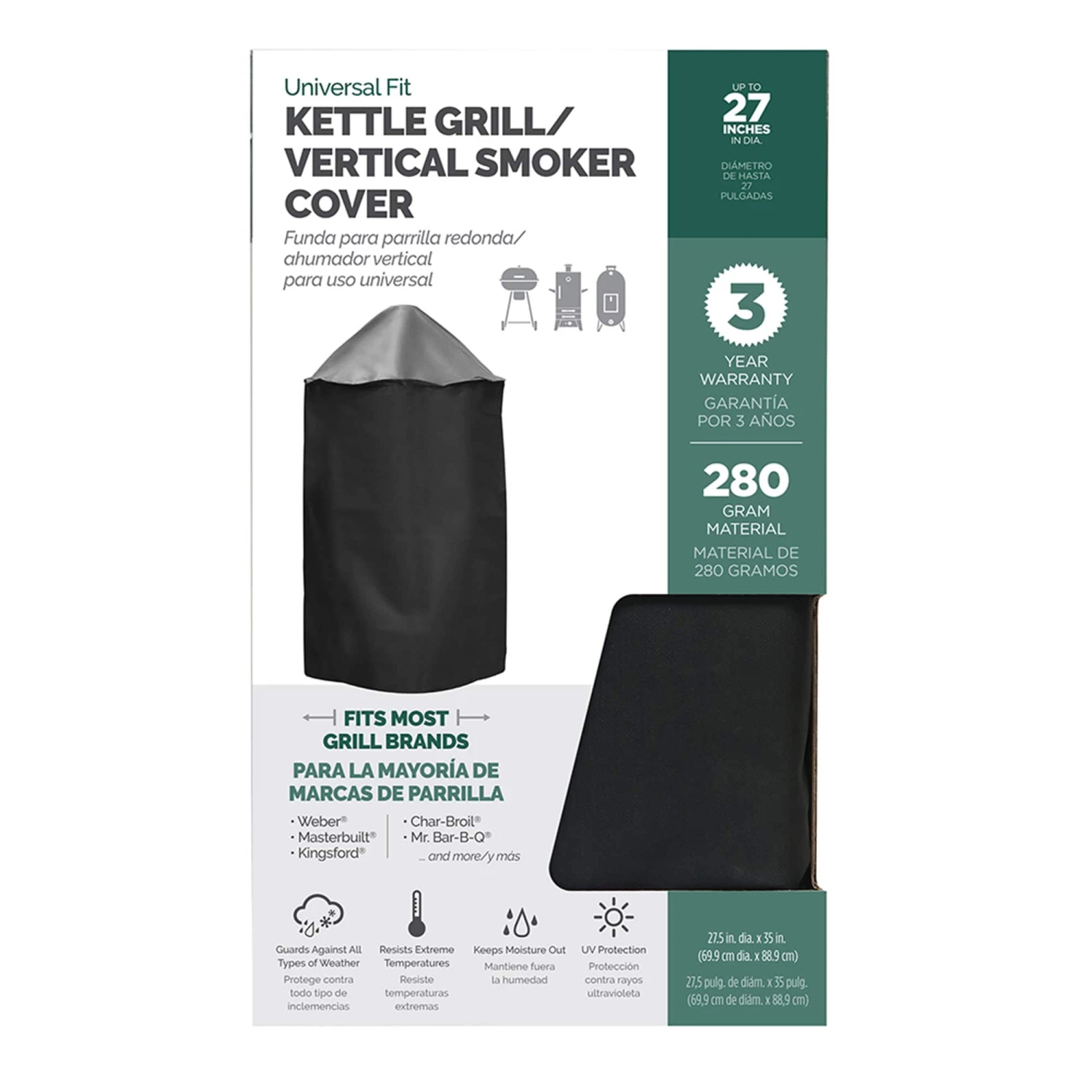 Universal Grilling Tools & Accessories 27.5-in W x 35-in H Black Vertical Smoker Cover 4 Universal Grilling Tools & Accessories 27.5-in W x 35-in H Black Vertical Smoker Cover - Image 4