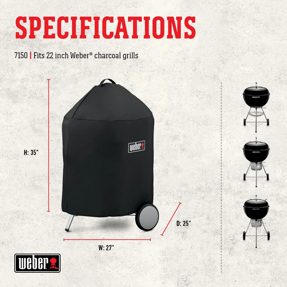 Weber Grilling Tools & Accessories 25-in W x 35-in H Black Charcoal Grill Cover 3 Weber Grilling Tools & Accessories 25-in W x 35-in H Black Charcoal Grill Cover - Image 3